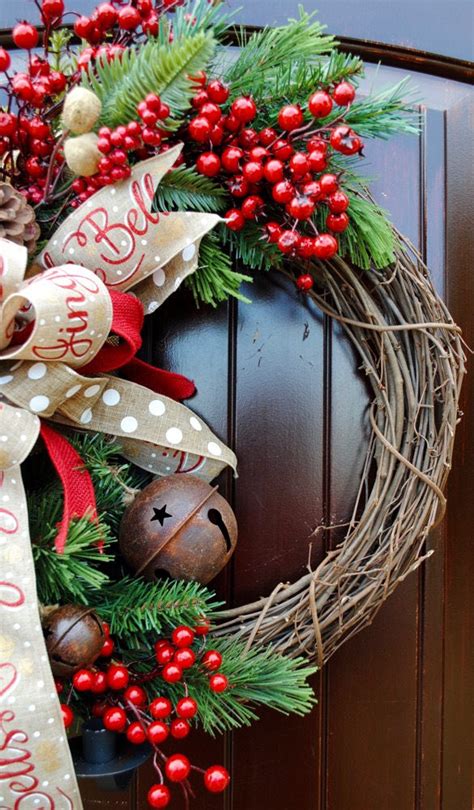 Christmas wreath~farmhouse decor~Sleigh Bells~front door wreath~rustic – Door and Decor, LLC