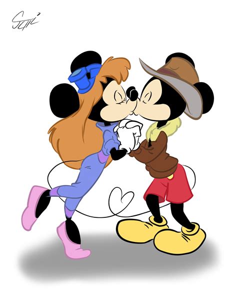 Mickey and Minnie Kissing (In CDRR Dress) by MartonSzucsStudio on DeviantArt