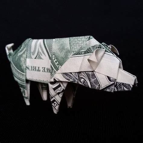 Dollar Origami PIG Sculpture Money Mini Hog Miniature Boar 3D | Etsy