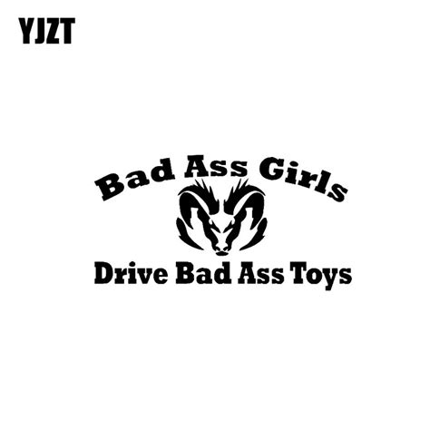 YJZT 15.2CM*8.1CM Decal Vinyl Bad Ass Girls Drive Bad Toys Personality Car Sticker Black/Silver ...