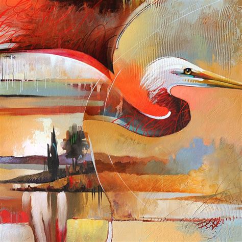 Abstract Bird Art Contemporary Egret Painting Reproduction | Etsy