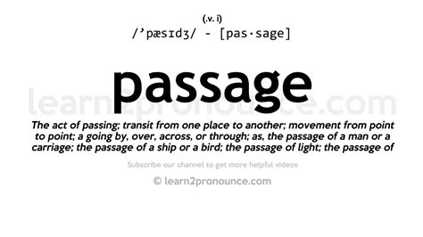 Pronunciation of Passage | Definition of Passage - YouTube