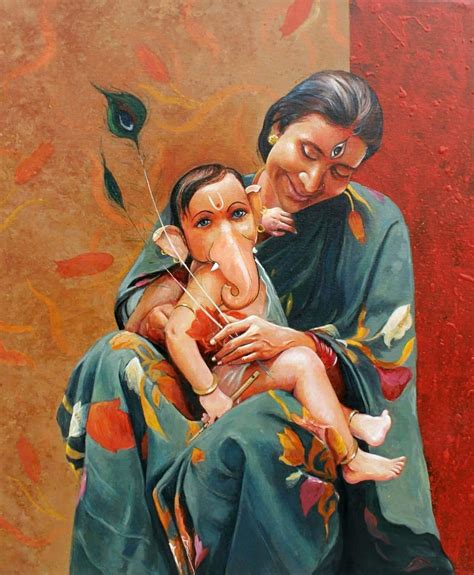 Mother and son - Ganpati Painting - Gallery of GODS