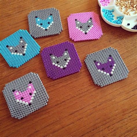 Fox coaster set hama beads by figefjord | Perle, Art perle, Perles hama