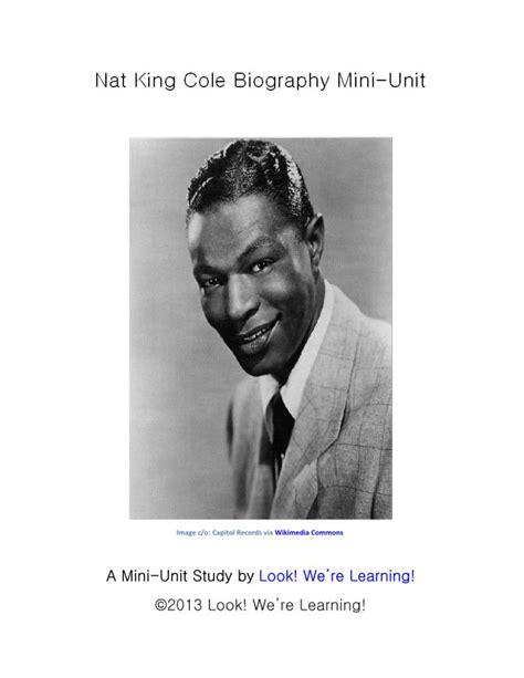 Nat King Cole Biography Mini-Unit | Mini units, Nat king, Nat king cole