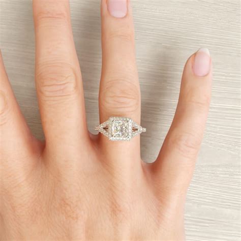 Split Shank Halo Princess Cut Moissanite Engagement Ring - Yalish Diamonds