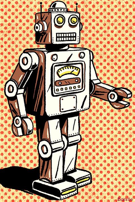 Retro Robot Digital Art by Little Bunny Sunshine - Fine Art America