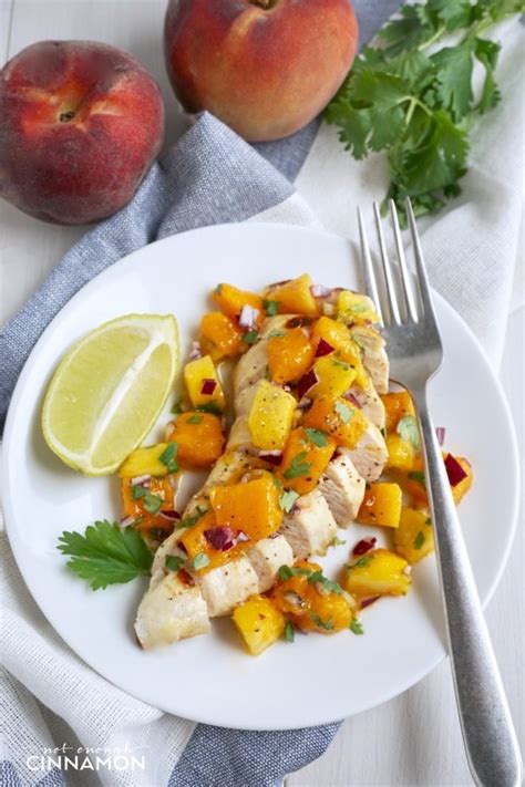 Grilled Chicken Breast with Peach Mango Salsa | Not Enough Cinnamon