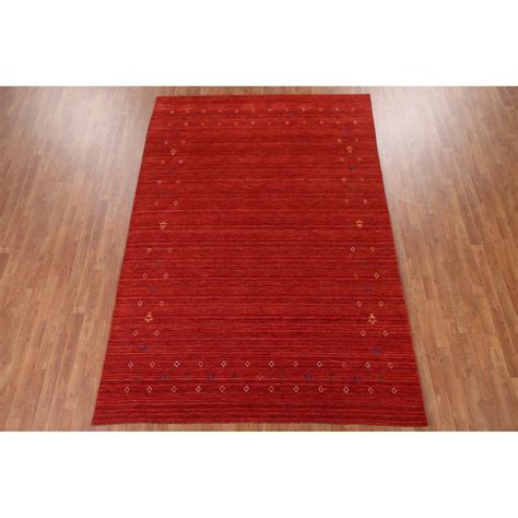 Red Tribal Gabbeh Indian Area Rug Living Room Handmade Wool Carpet - 6'9" x 9'10" - Bed Bath ...