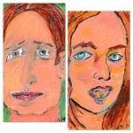 #76 & 77 Two Faces In Oil Pastels – Screwed Up Portraits by T B Whitt