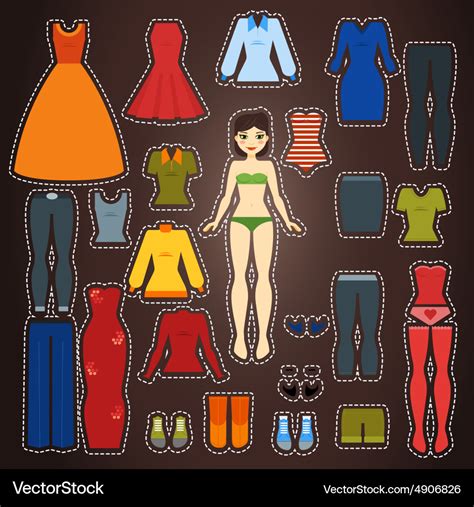 Cute dress up paper doll body template Royalty Free Vector