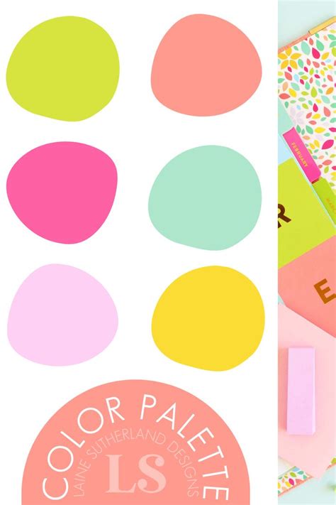 the color palette for this project is pink, green, yellow and blue with polka dots