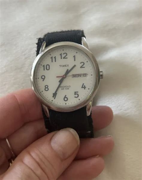 VINTAGE TIMEX INDIGLO Day Date Military Style Quartz Men's Watch silver Works! $19.99 - PicClick