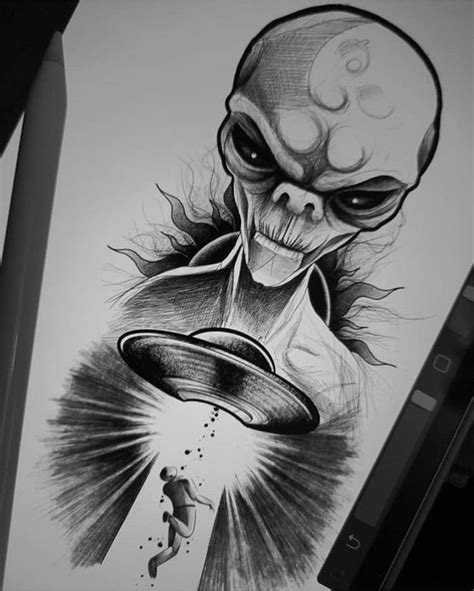 Pin by Megan Cole on All Things Alien | Alien drawings, Sketches, Alien tattoo