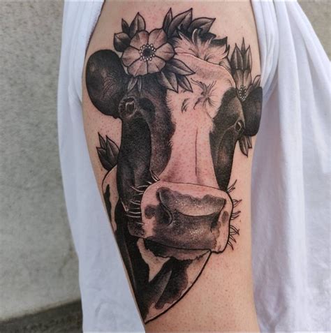 Cow Tattoo, Sick Tattoo, Sternum Tattoo, Longhorn Cow, Dairy Cows, Floral Tattoo, Curiosity ...