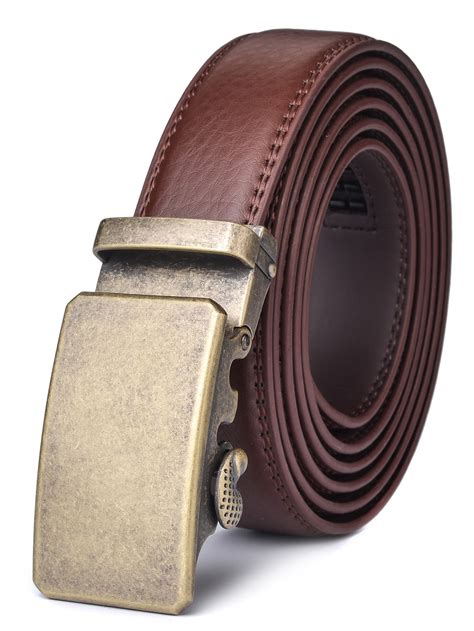 Xhtang - Xhtang Mens Genuine Leather Ratchet Dress Belt with Automatic Buckle - Walmart.com ...