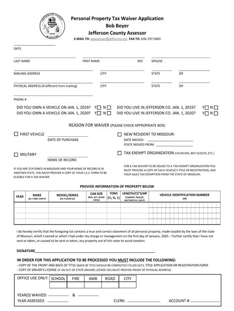 Personal Property Tax Jefferson County Mo 2019-2024 Form - Fill Out and ...