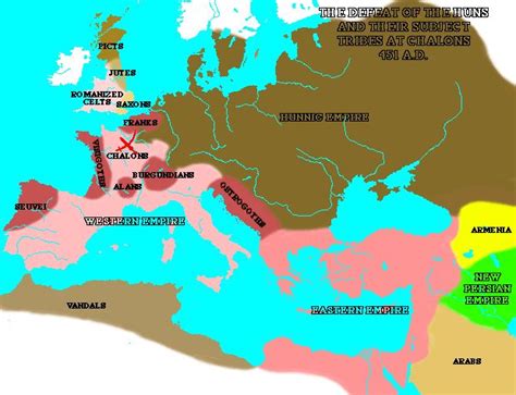 Map of Empire at the Battle of Chalons 451 AD | Medieval history ...