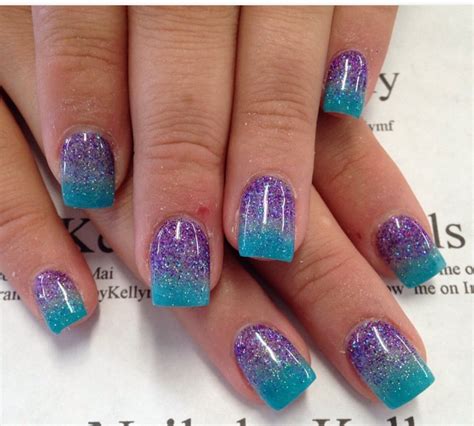 Blue/purple ombre glitter in 2022 | Ombre nails glitter, Feather nails ...