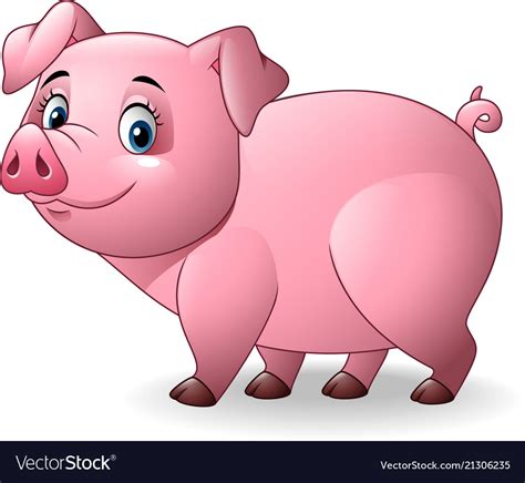 Cartoon pig isolated on white background Vector Image