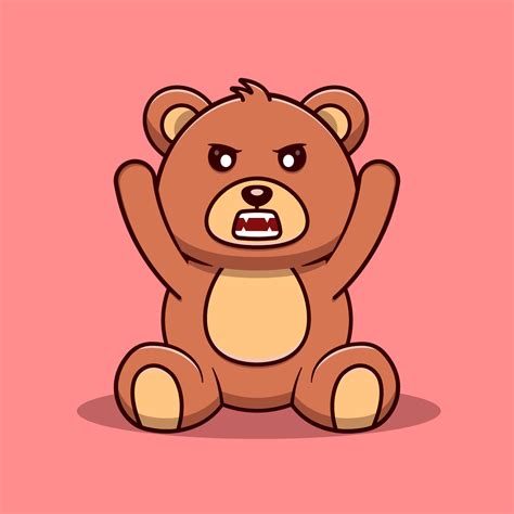 Ilustración de icono de vector de dibujos animados de oso enojado. icono animal concepto vector ...