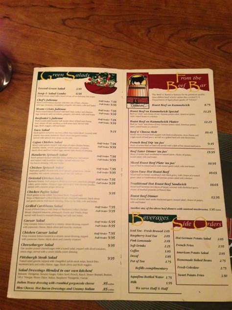 Menu at Beef-N-Barrel, Olean