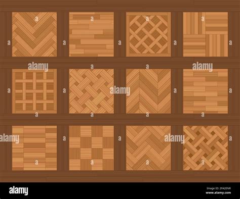 Parquet floor samples. Chart with common parquetry patterns, most ...