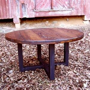 Round Coffee Table Wormy Chestnut Table Metal Coffee Table - Etsy