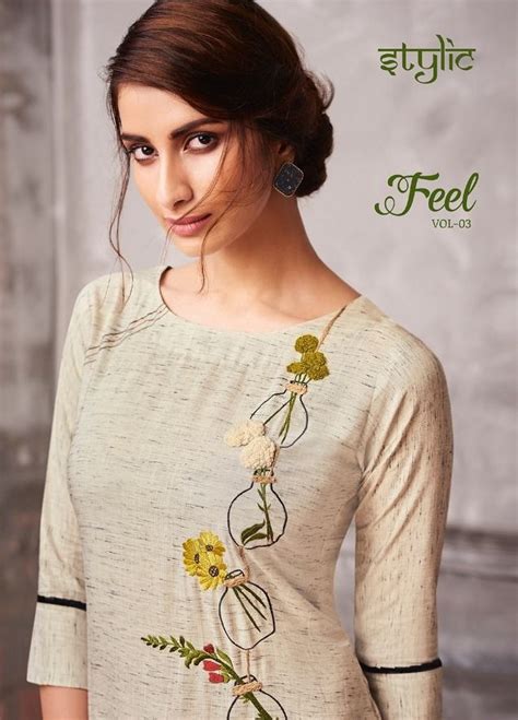 STYLIC FEEL VOL 3 DESIGNER RAYON WITH HANDWORK READYMADE KURTIS COLLECTION AT WHOLESALE RATE ...