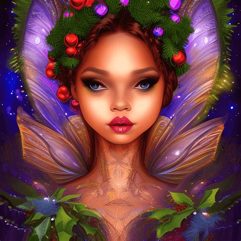 8K Melanin Christmas Fairy 3D Avatar Vector Art · Creative Fabrica