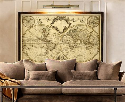 1720 Old World Map,World Map wall art, Historic Map Antique Style map art Guillaume de L'Isle ...