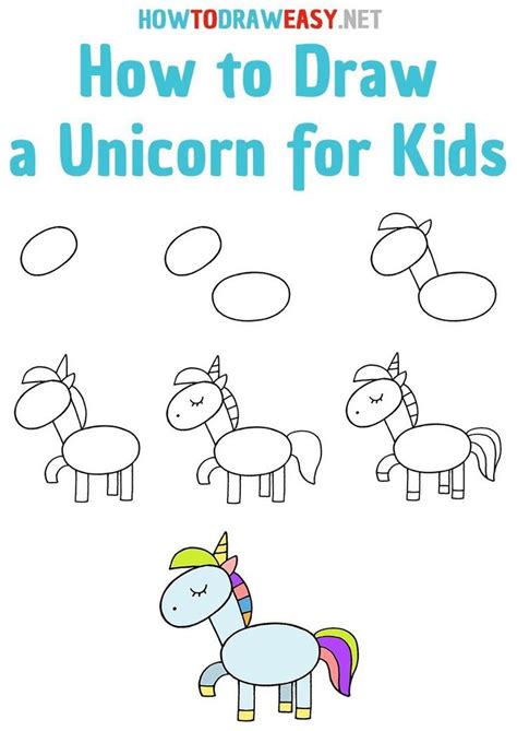 How to Draw a Unicorn Step by Step | Drawing lessons for kids, Drawing for kids, Easy drawings ...