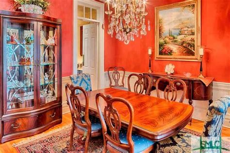 70 Medium-sized Dining Room Ideas | Traditional dining rooms, Orange dining room, Chic dining room