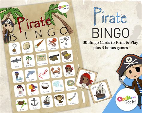 Pirate Bingo Game a Printable Kids Activity for a Pirate - Etsy UK