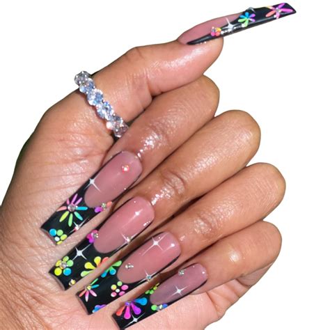 Flowerescent | Luxury nails, Unique acrylic nails, Long square acrylic ...