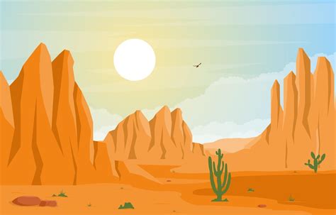 journée dans le vaste désert américain occidental avec illustration de paysage horizon cactus ...