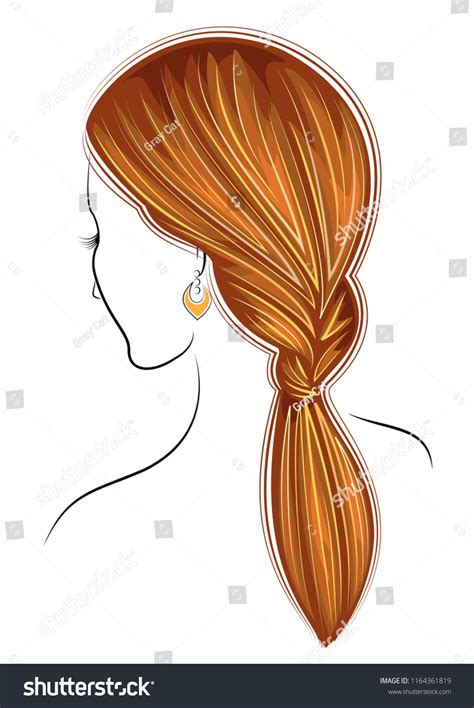 Long Oblique Creative Brown Hair Style Stock Vector (Royalty Free ...