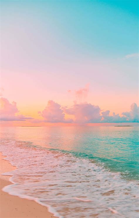 Download Beach Scene Waves Sunset View Wallpaper | Wallpapers.com