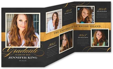 Exquisite Script 5x7 Tri-Fold Graduation Announcement | Shutterfly ...