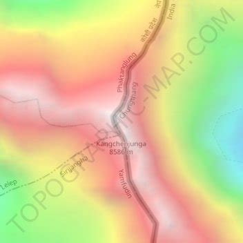 Kangchenjunga topographic map, elevation, terrain