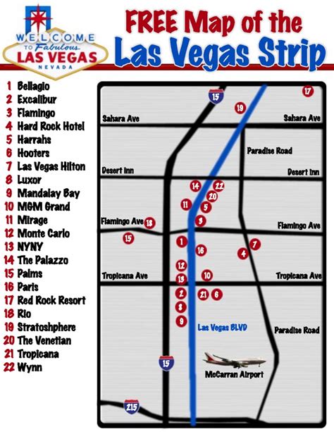 Printable Vegas Strip Map | Printable Maps