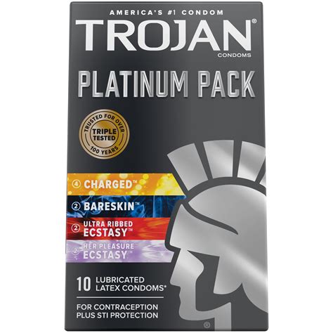 Trojan Platinum Variety Pack Lubricated Condoms - 10 Count - Walmart.com - Walmart.com