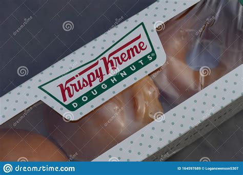 Krispy Kreme Donuts Doughnuts in a Box with a Glazed Donut Doughnut Visible Editorial Stock ...