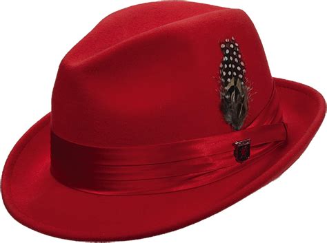 STACY ADAMS Men's Crush Wool Felt Fedora Hat L Red at Amazon Men’s ...