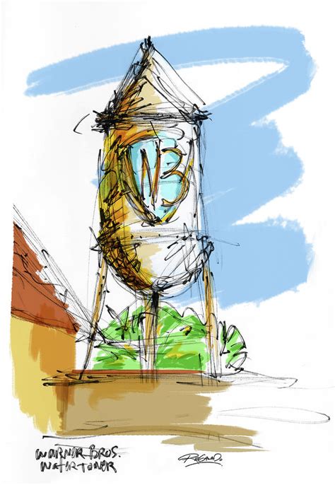 Warner Bros Water Tower Mixed Media by Ron Regalado