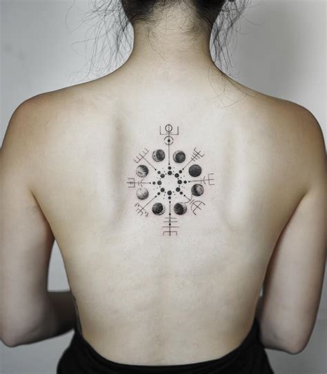 Vegvisir with moon phases tattoo - Tattoogrid.net