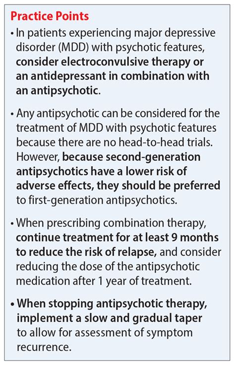 Management of major depressive disorder with psychotic features ...