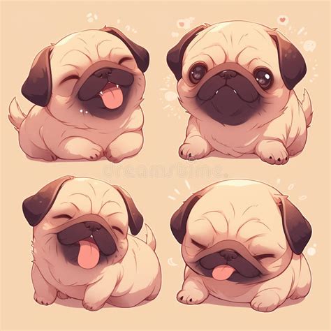 Cute Kawaii Adorable Set of Pug Dog for Stickers Bullet Journal Pastel ...