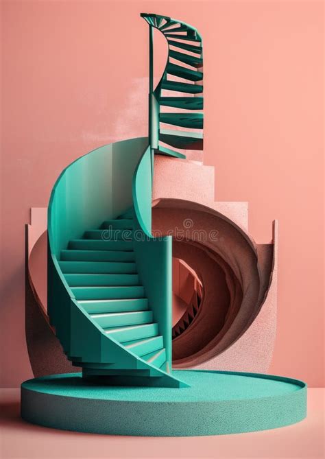 A Room with a Spiral Staircase and a Tree. Generative AI Image. Stock Image - Image of lamp ...