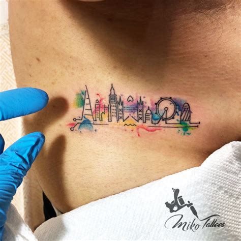 London Skyline Silhouette Tattoo